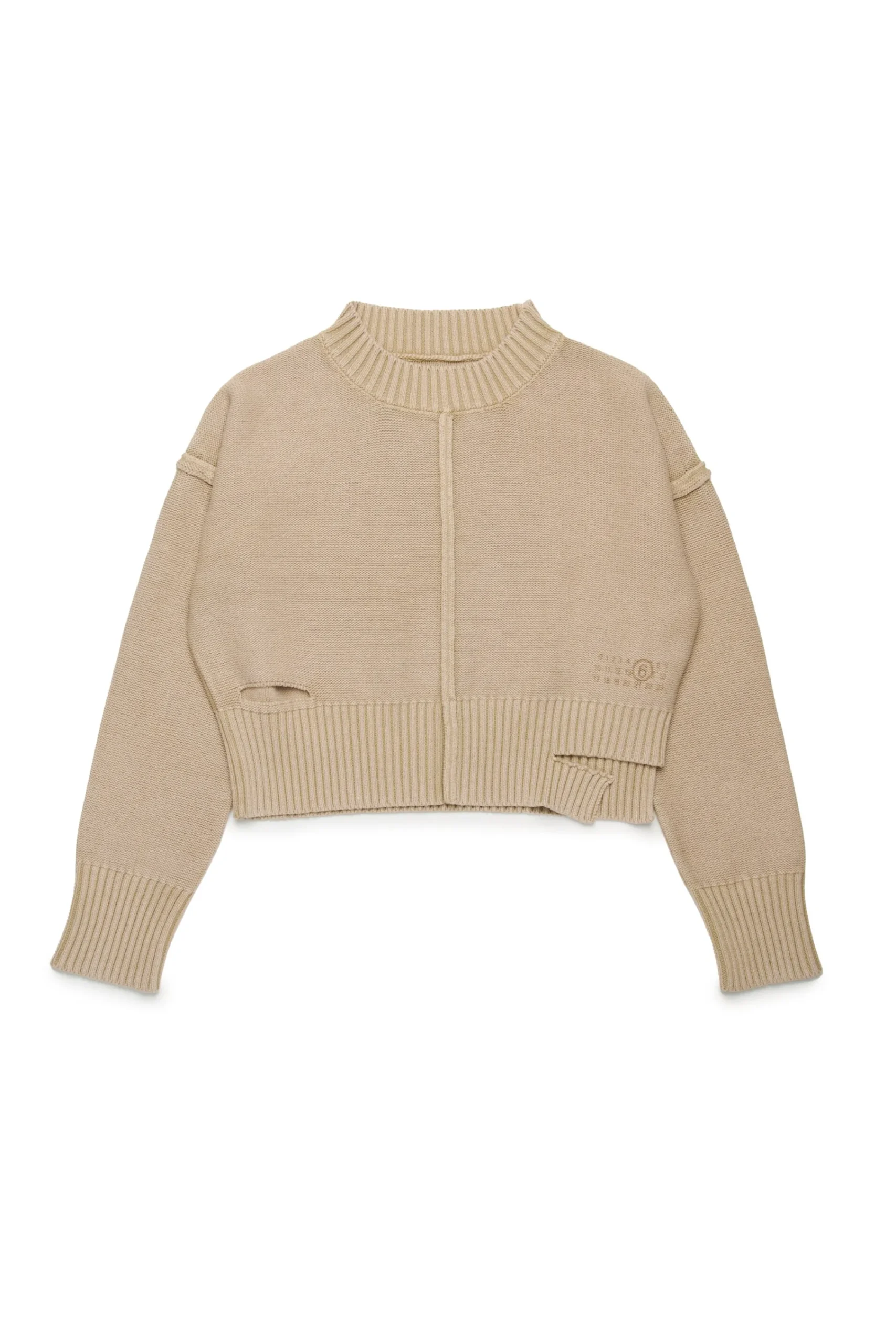 Knitwear | Knitwear>MM6 MAISON MARGIELA Knit pullover with breaks beige