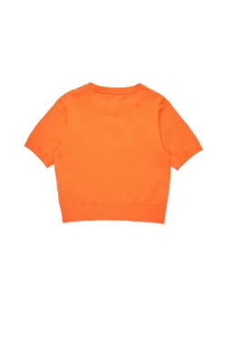 Knitwear | Oval D By Diesel>DIESEL Knit top branded with Oval D logo orange
