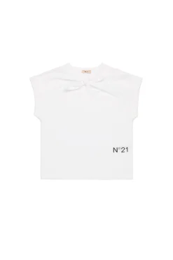 T-Shirts>N°21 Knotted sleeveless T-shirt white
