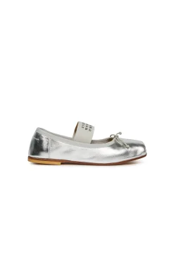 Slippers And Sandals | Slippers And Sandals>MM6 MAISON MARGIELA Leather ballet shoes with Numeric logo silver