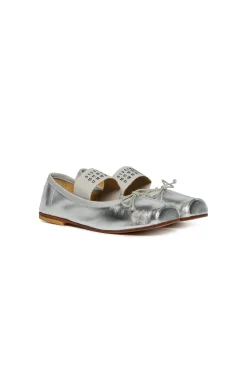 Slippers And Sandals | Slippers And Sandals>MM6 MAISON MARGIELA Leather ballet shoes with Numeric logo silver