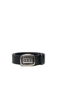 Belts | Belts>DSQUARED2 Leather belt with DSQ2 buckle black