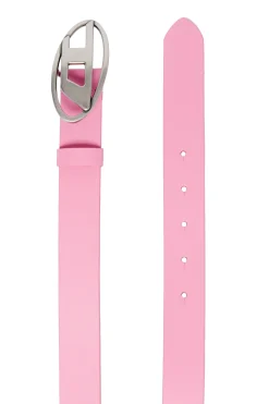 Belts | Party Looks>DIESEL Leather belt with logo pink