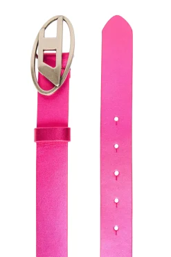 Belts | Oval D By Diesel>DIESEL Leather belt with logo extra pink