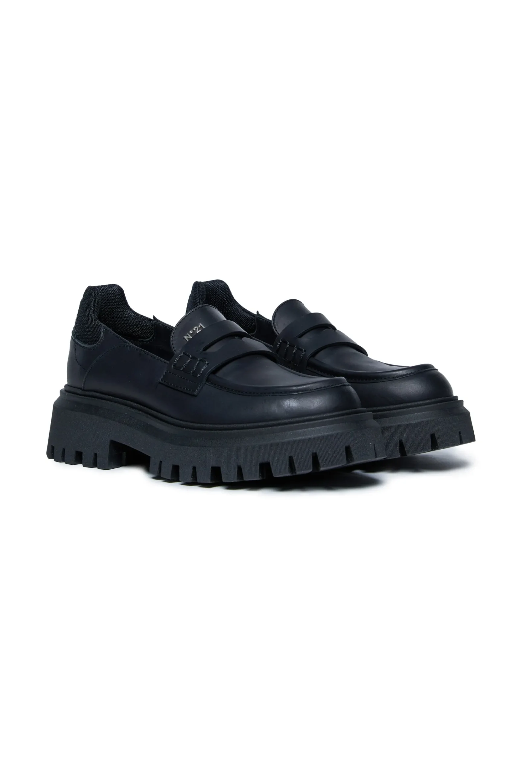 Boots And Combat Boots | Boots And Combat Boots>N°21 Leather loafers with track sole black