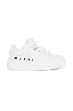 Sneakers | Sneakers>MARNI Leather low trainers with logo white