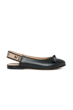 Slippers And Sandals | Slippers And Sandals>N°21 Leather slingback ballerinas with bow black