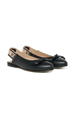 Slippers And Sandals | Slippers And Sandals>N°21 Leather slingback ballerinas with bow black