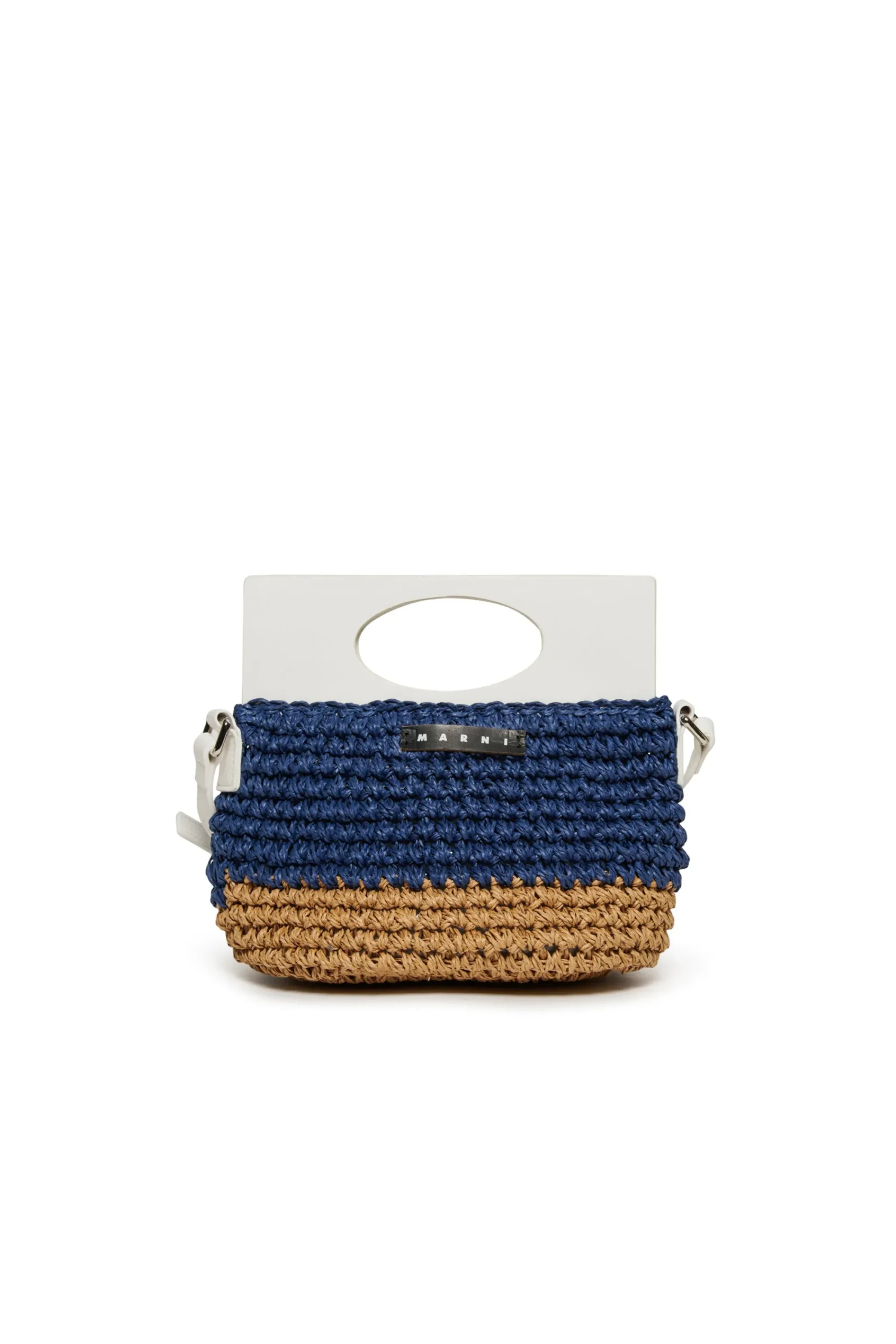 Bags And Backpacks>MARNI Light bag in raffia-effect fabric blue navy