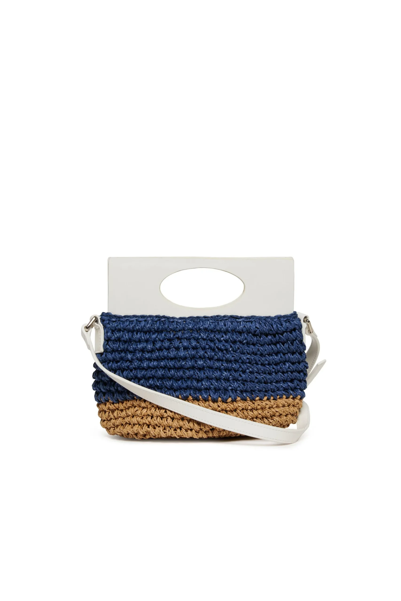 Bags And Backpacks>MARNI Light bag in raffia-effect fabric blue navy
