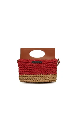 Bags And Backpacks>MARNI Light bag in raffia-effect fabric red