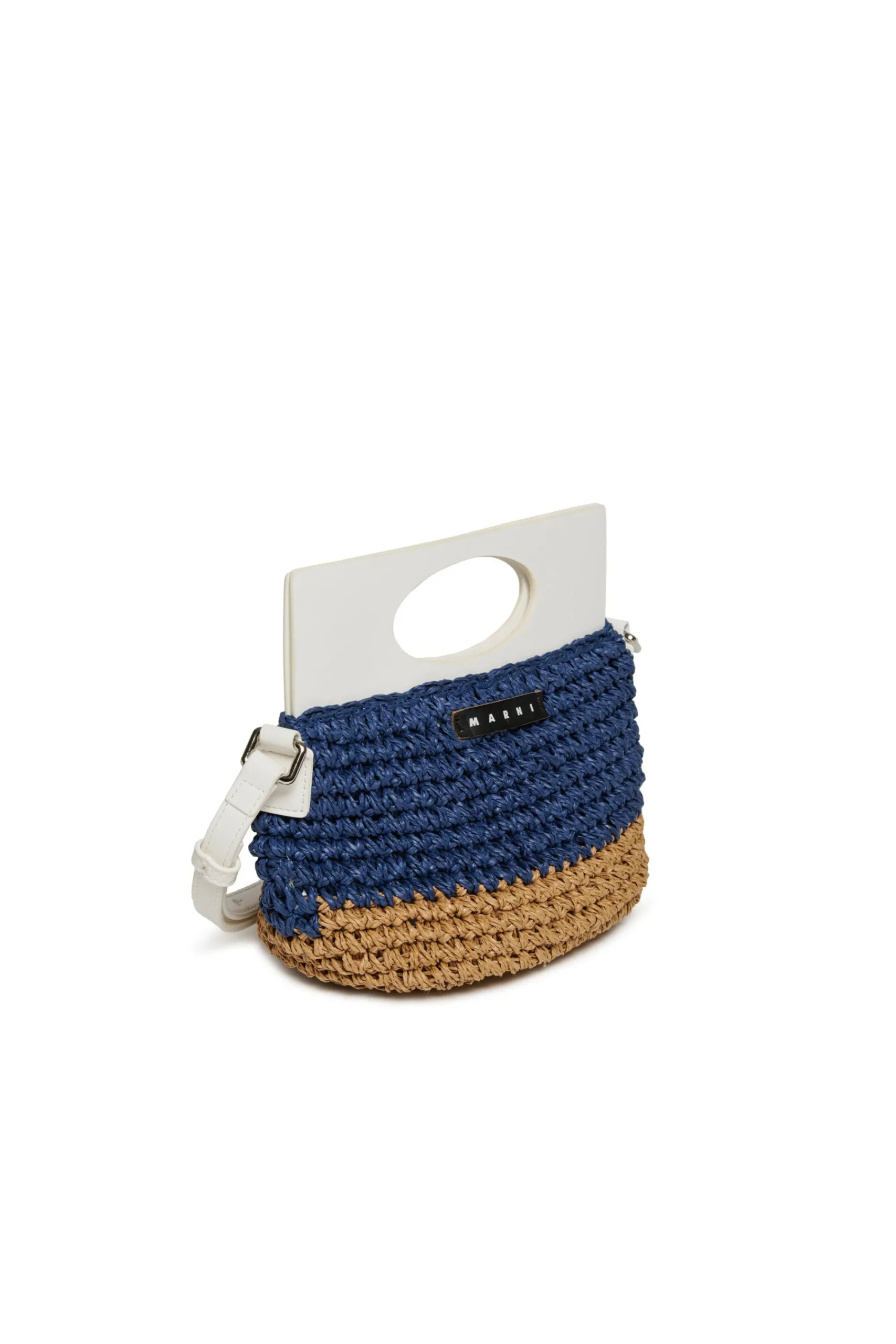 Bags And Backpacks>MARNI Light bag in raffia-effect fabric blue navy
