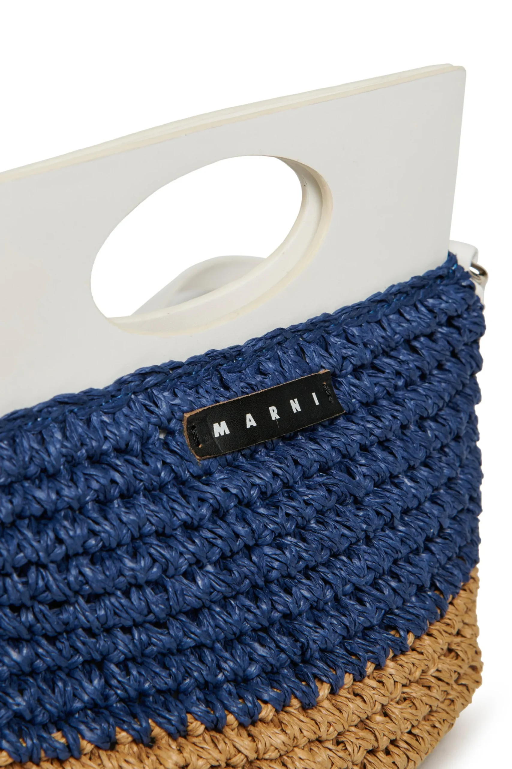 Bags And Backpacks>MARNI Light bag in raffia-effect fabric blue navy