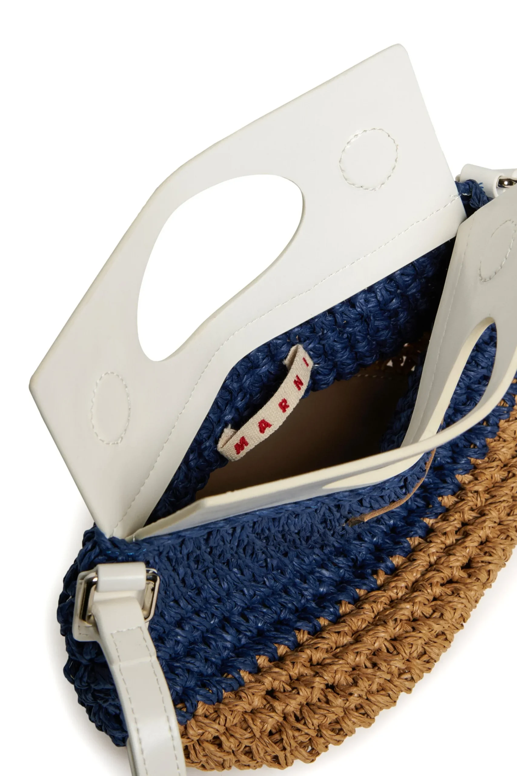 Bags And Backpacks>MARNI Light bag in raffia-effect fabric blue navy