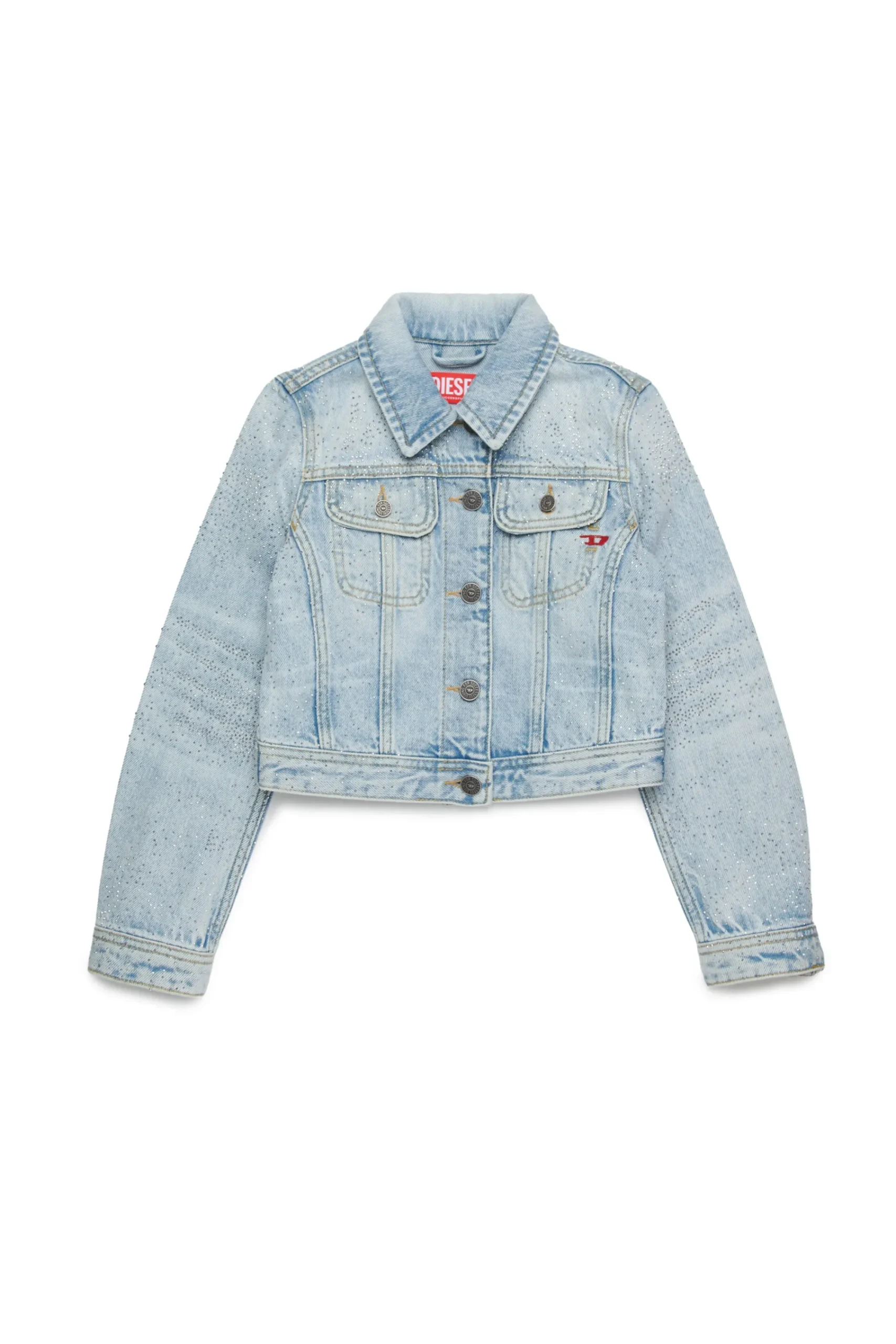 Jackets And Padded Jackets | Denim-Mania>DIESEL Light denim jacket with microstones blue denim