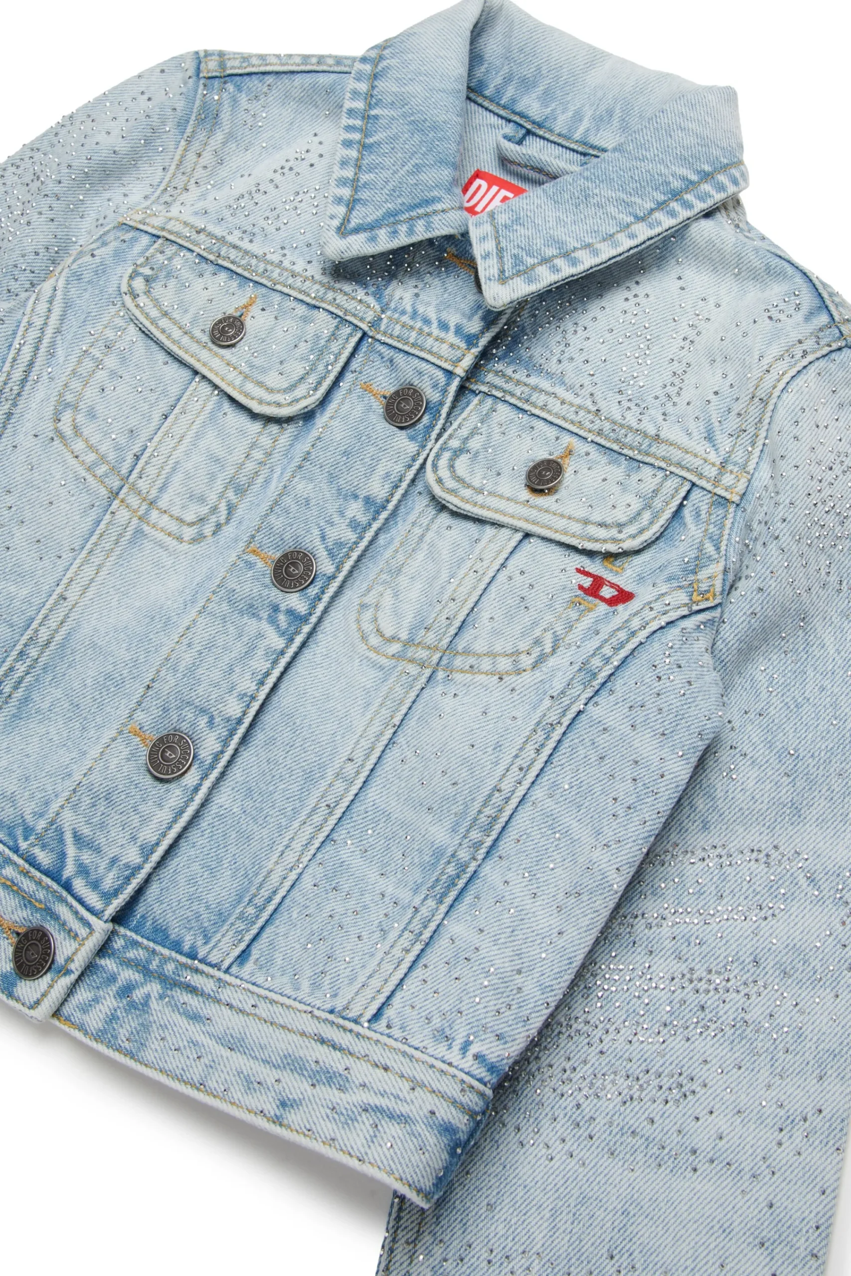 Jackets And Padded Jackets | Denim-Mania>DIESEL Light denim jacket with microstones blue denim