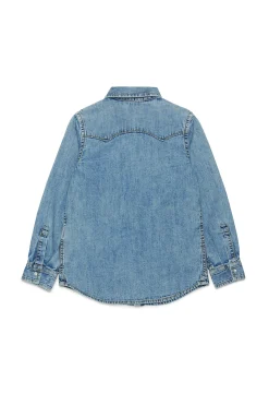 Shirts | Denim-Mania>DIESEL Light denim shirt branded with Oval D logo blue denim