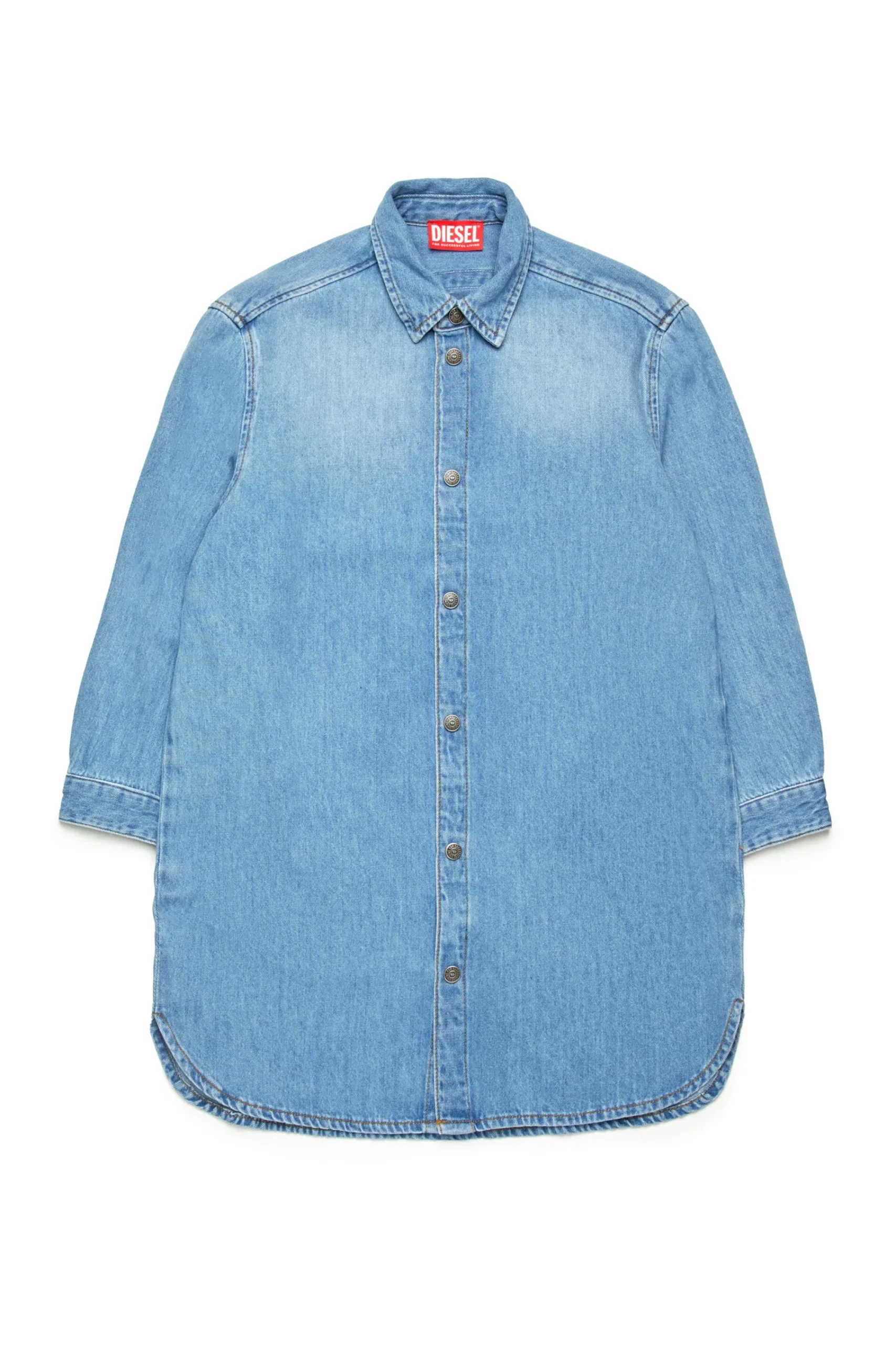 Dresses | Oval D By Diesel>DIESEL Light denim shirt dress with maxi patch blue denim