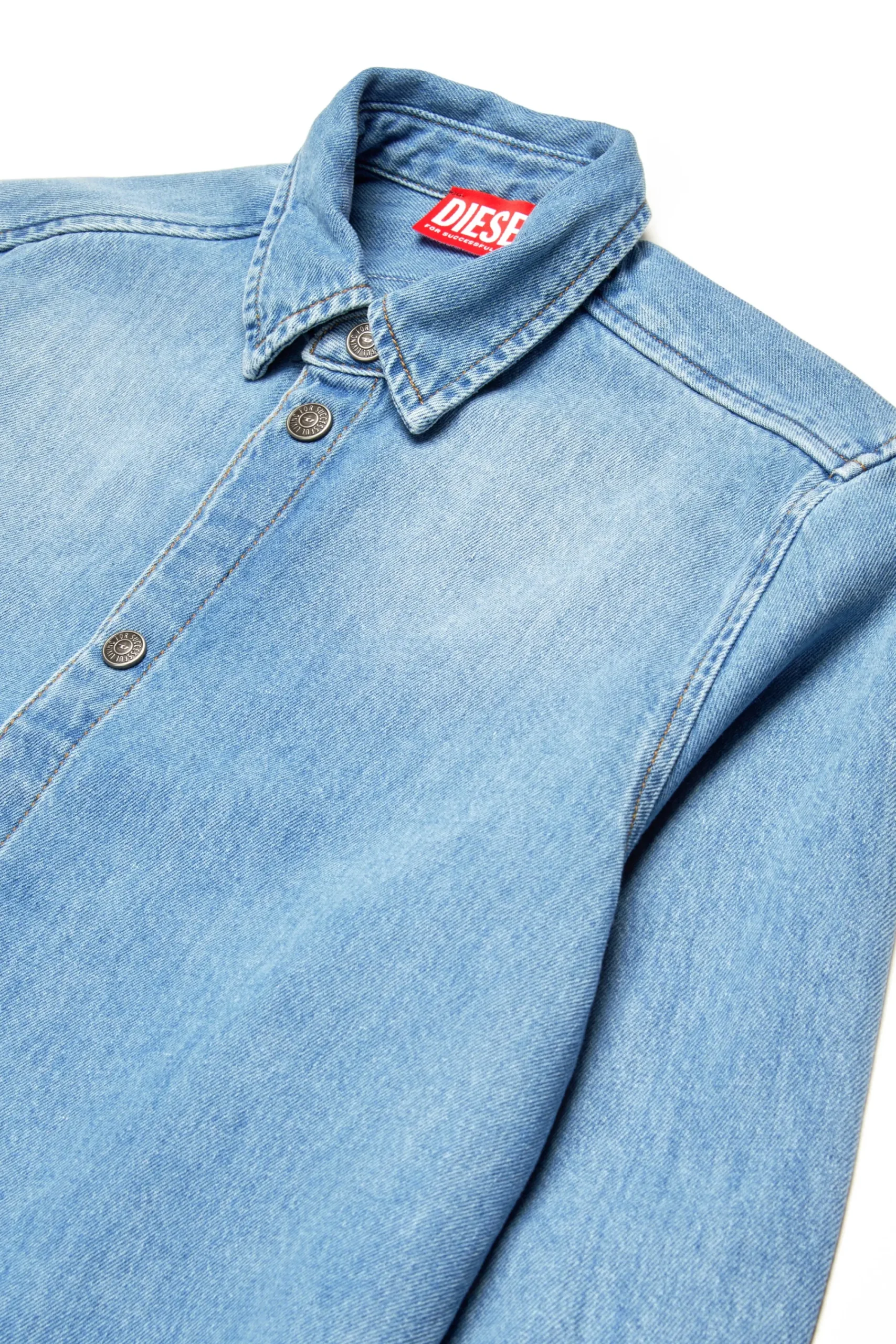Dresses | Oval D By Diesel>DIESEL Light denim shirt dress with maxi patch blue denim