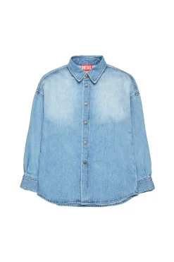 Oval D By Diesel | Oval D By Diesel>DIESEL Light denim shirt with maxi patch blue denim