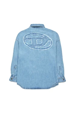Oval D By Diesel | Oval D By Diesel>DIESEL Light denim shirt with maxi patch blue denim