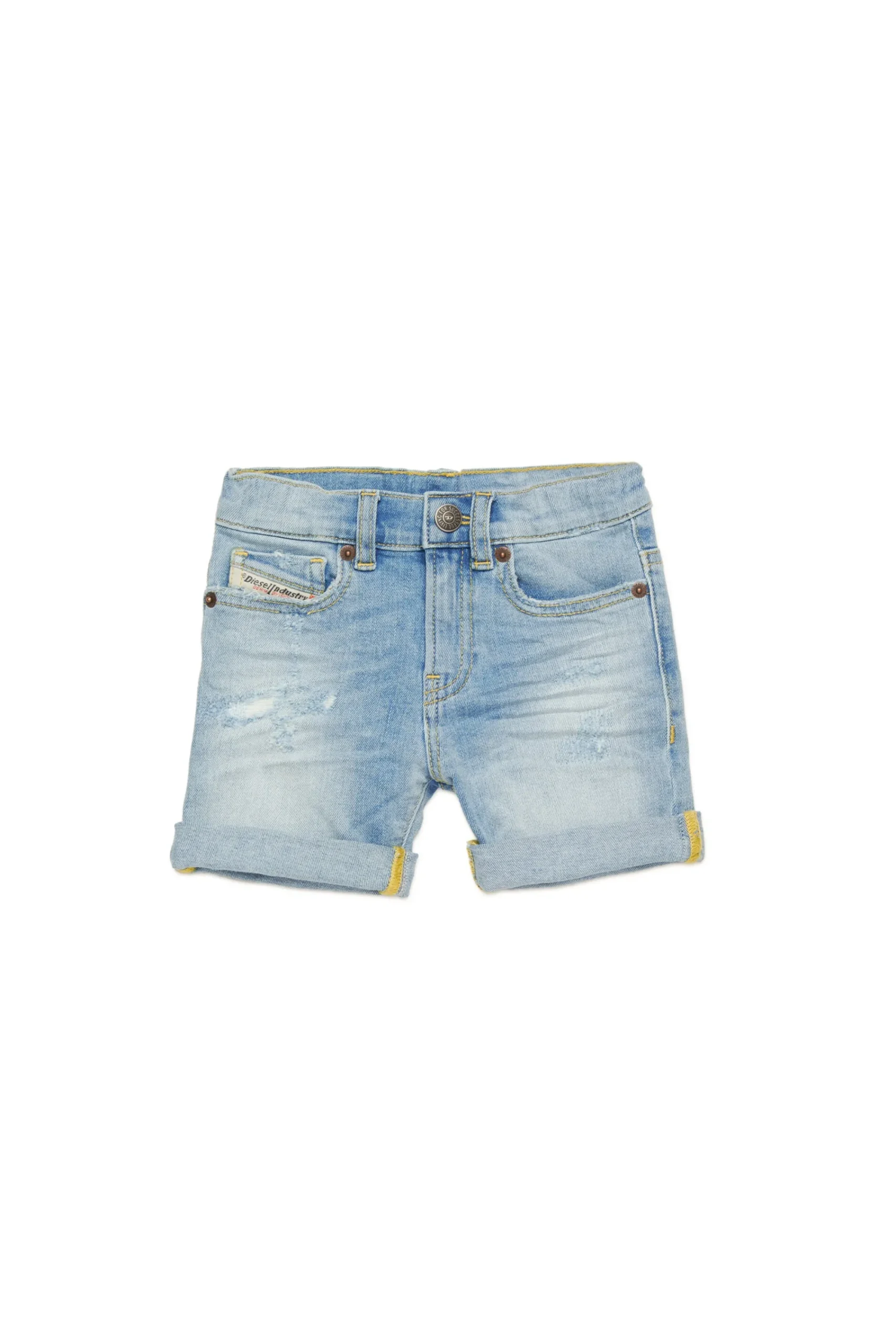 Denim-Mania | Denim-Mania>DIESEL Light-coloured jeans shorts with abrasions blue denim