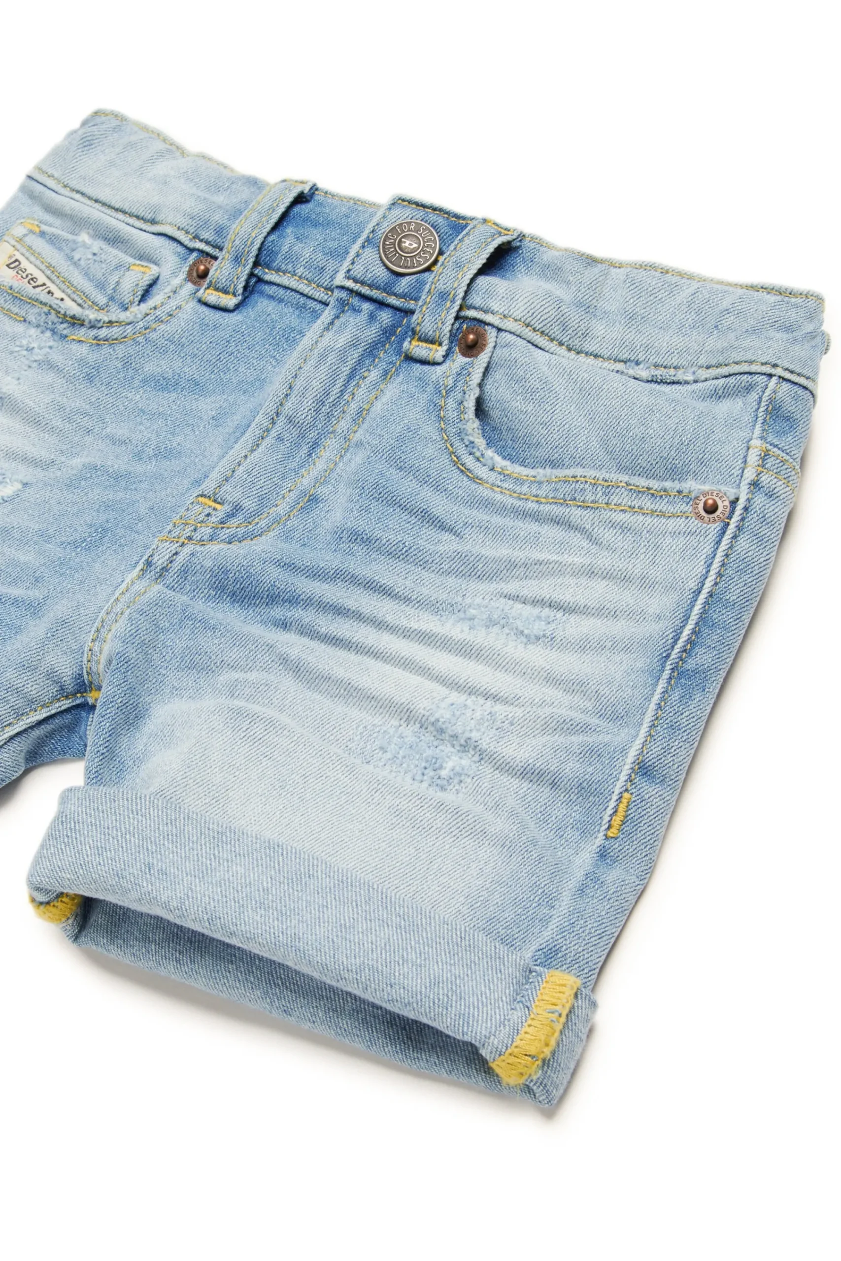 Denim-Mania | Denim-Mania>DIESEL Light-coloured jeans shorts with abrasions blue denim