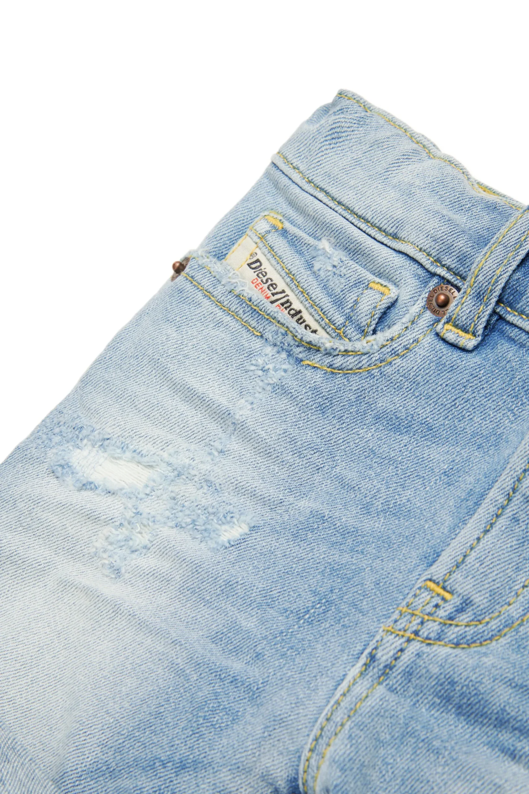 Denim-Mania | Denim-Mania>DIESEL Light-coloured jeans shorts with abrasions blue denim