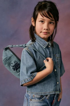 Shirts | Denim-Mania>DIESEL Light-coloured light denim cropped shirt blue denim