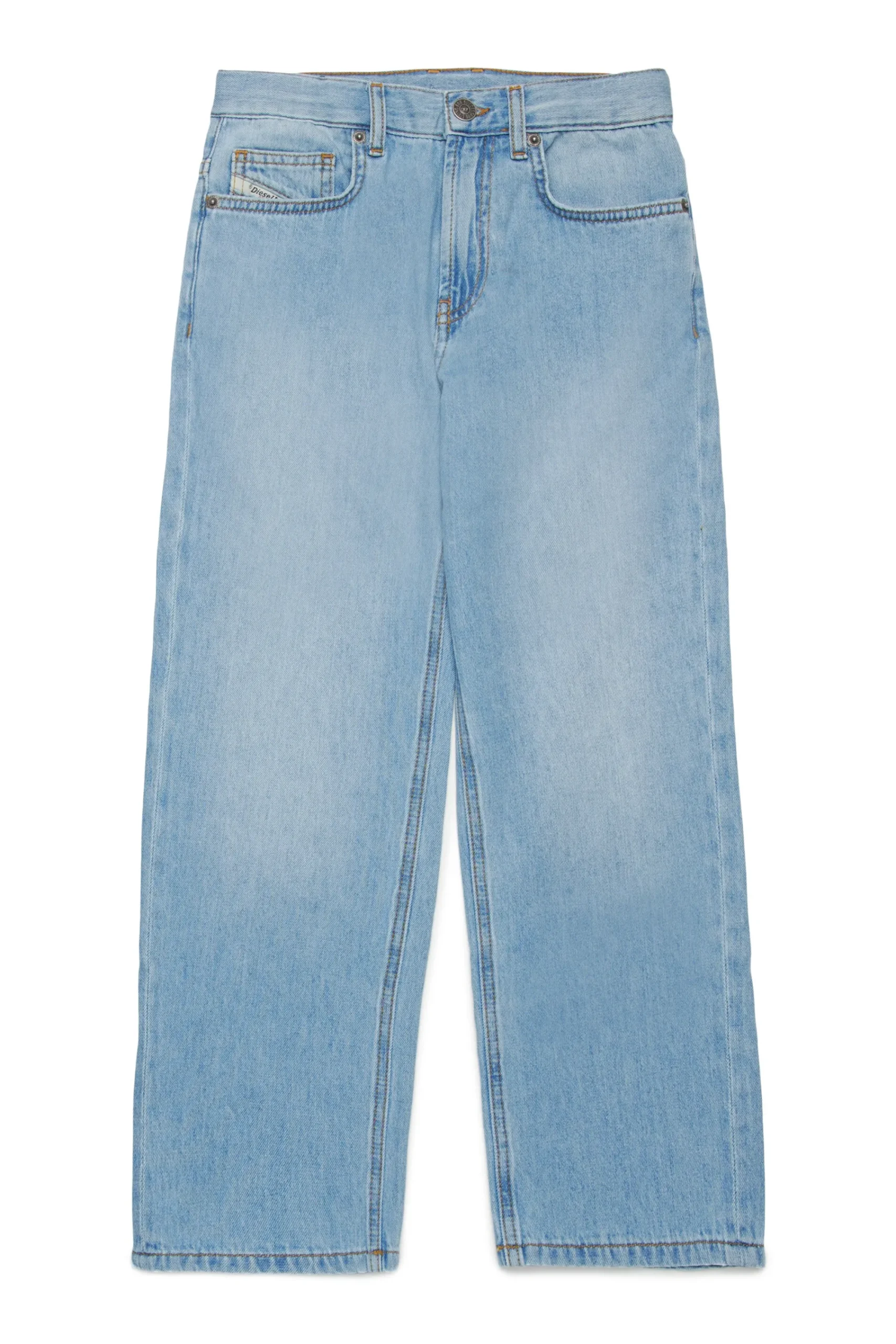 Oval D By Diesel | Oval D By Diesel>DIESEL Light-coloured straight jeans with maxi patch - 2001 D-Macro D blue denim