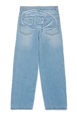 Oval D By Diesel | Oval D By Diesel>DIESEL Light-coloured straight jeans with maxi patch - 2001 D-Macro D blue denim