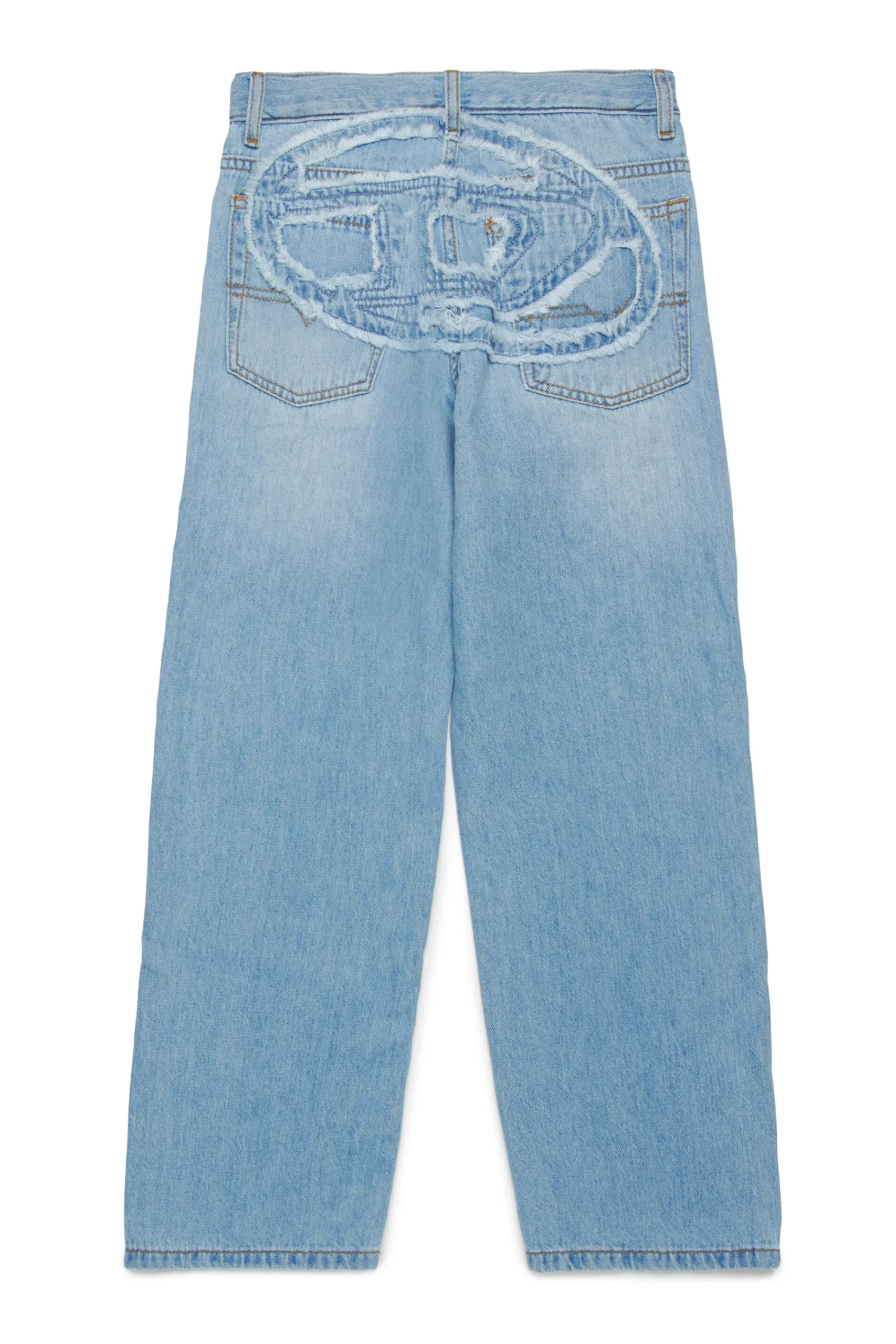 Oval D By Diesel | Oval D By Diesel>DIESEL Light-coloured straight jeans with maxi patch - 2001 D-Macro D blue denim