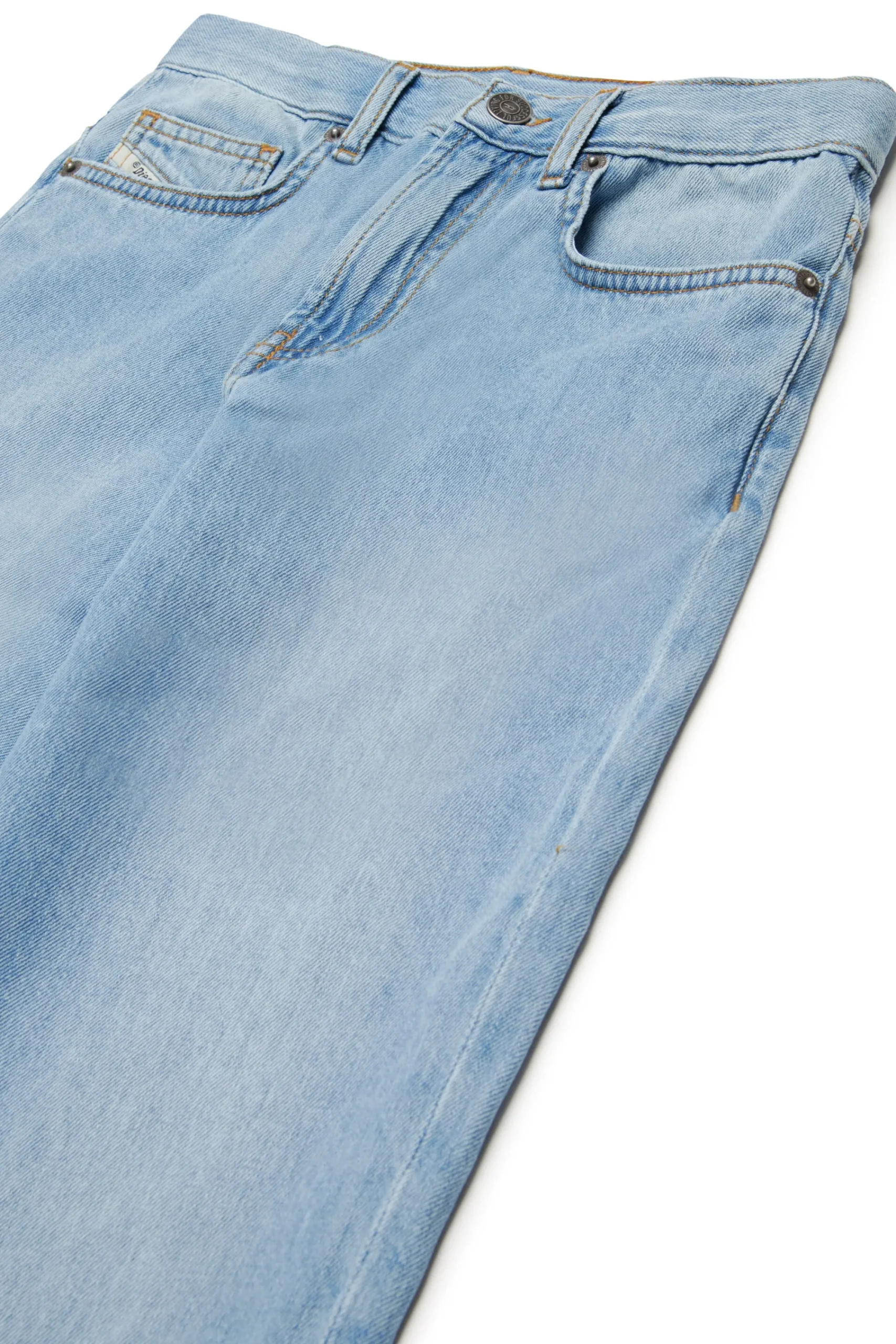 Oval D By Diesel | Oval D By Diesel>DIESEL Light-coloured straight jeans with maxi patch - 2001 D-Macro D blue denim