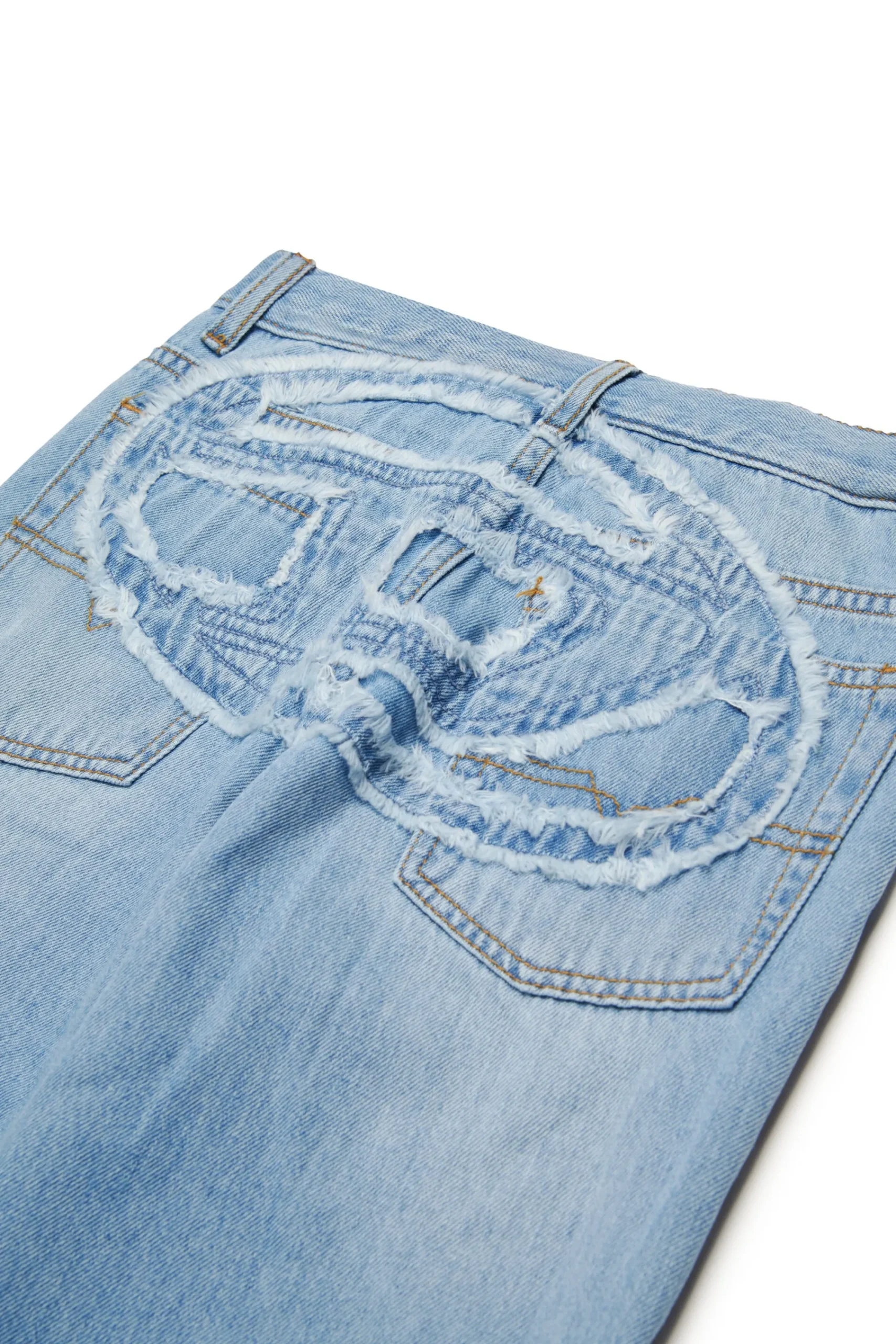 Oval D By Diesel | Oval D By Diesel>DIESEL Light-coloured straight jeans with maxi patch - 2001 D-Macro D blue denim