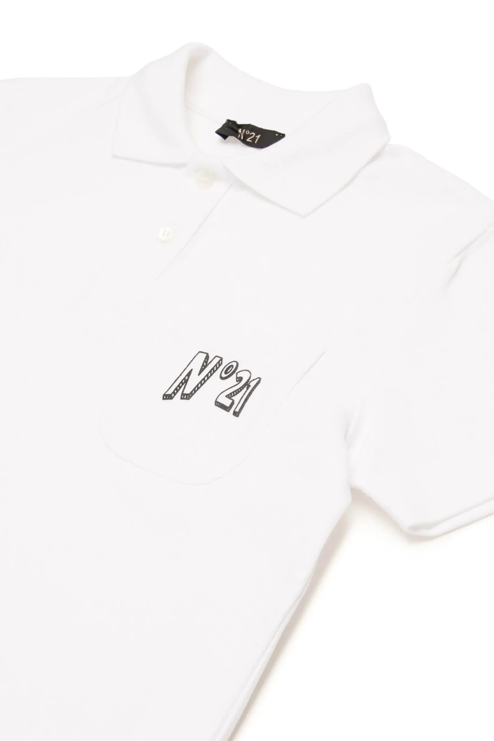 T-Shirts>N°21 Logo branded polo shirt 3d effect white