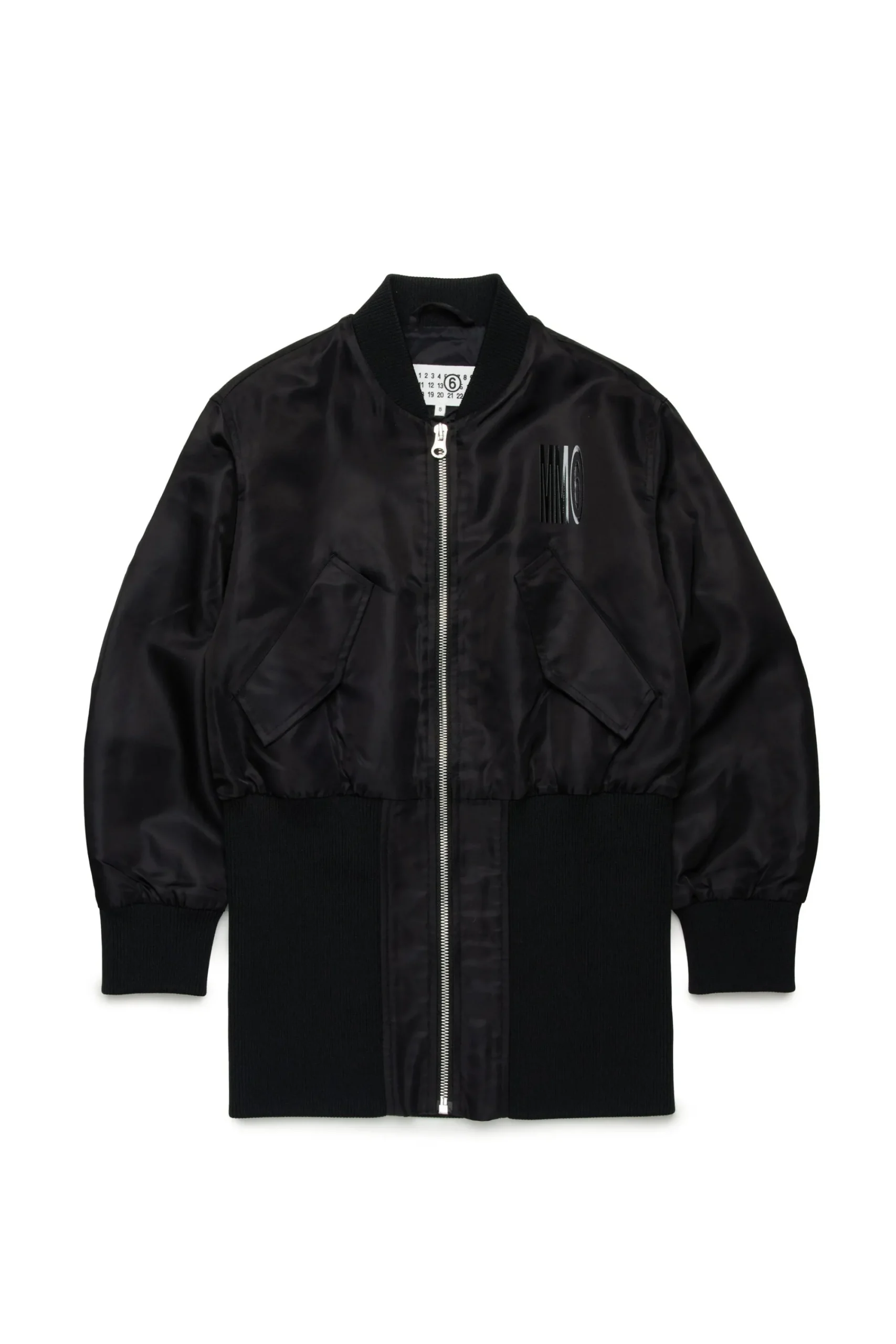 Jackets And Padded Jackets | Jackets And Padded Jackets>MM6 MAISON MARGIELA Long bomber jacket with maxi logo black