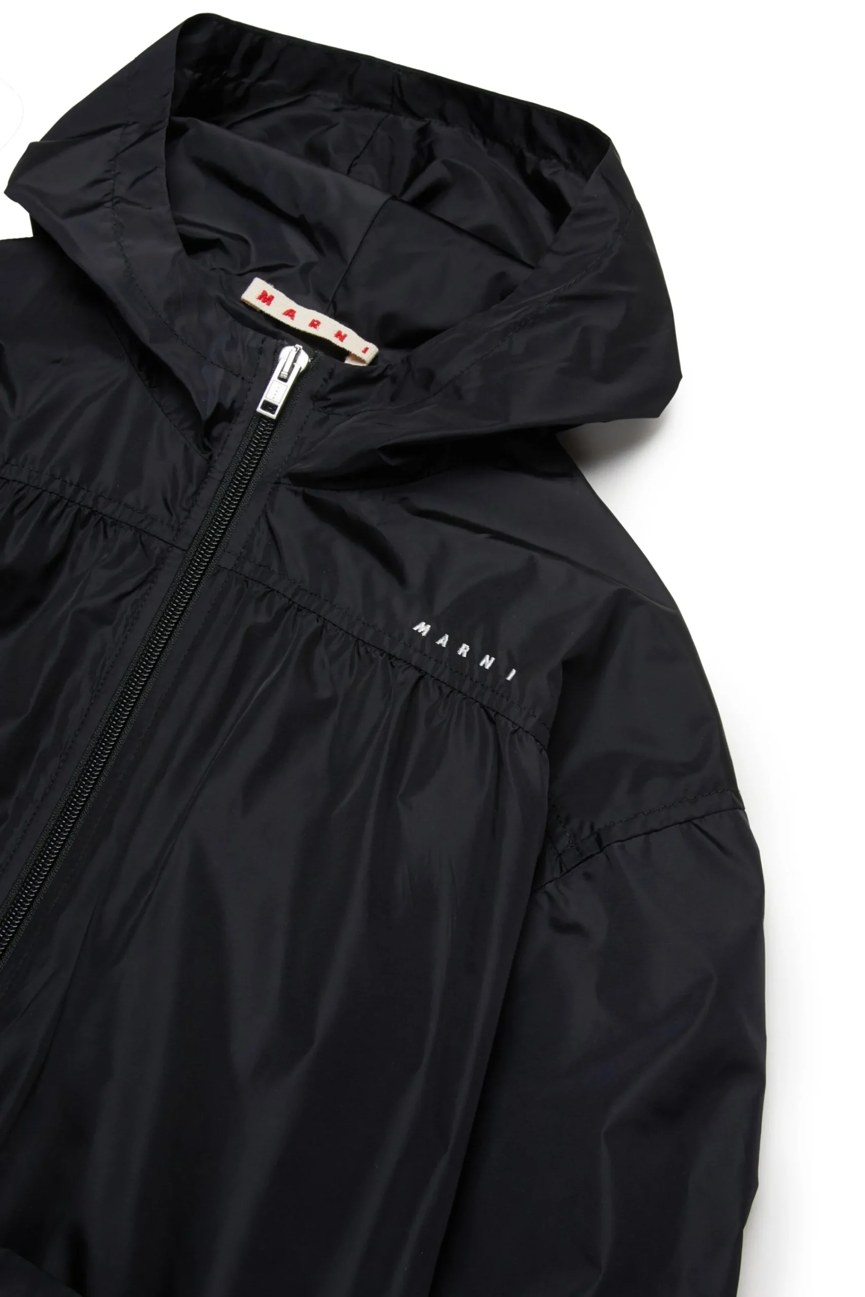 Jackets And Padded Jackets>MARNI Long branded windbreaker jacket black