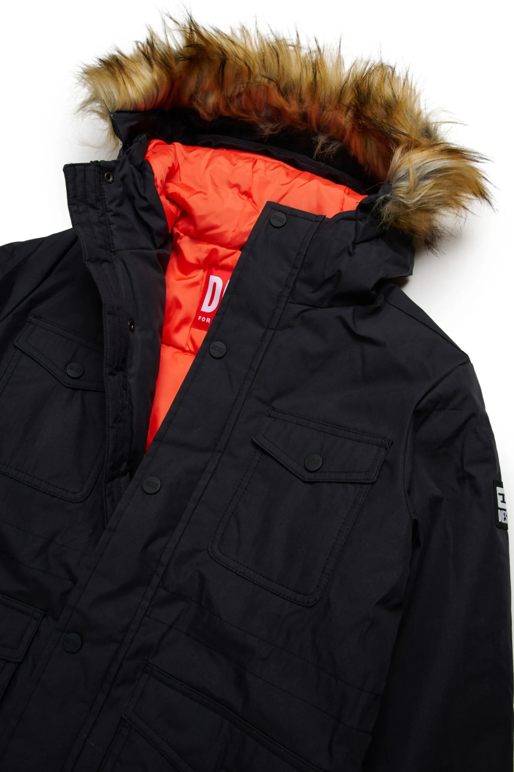Jackets And Padded Jackets | Jackets And Padded Jackets>DIESEL Long down jacket with front pockets black