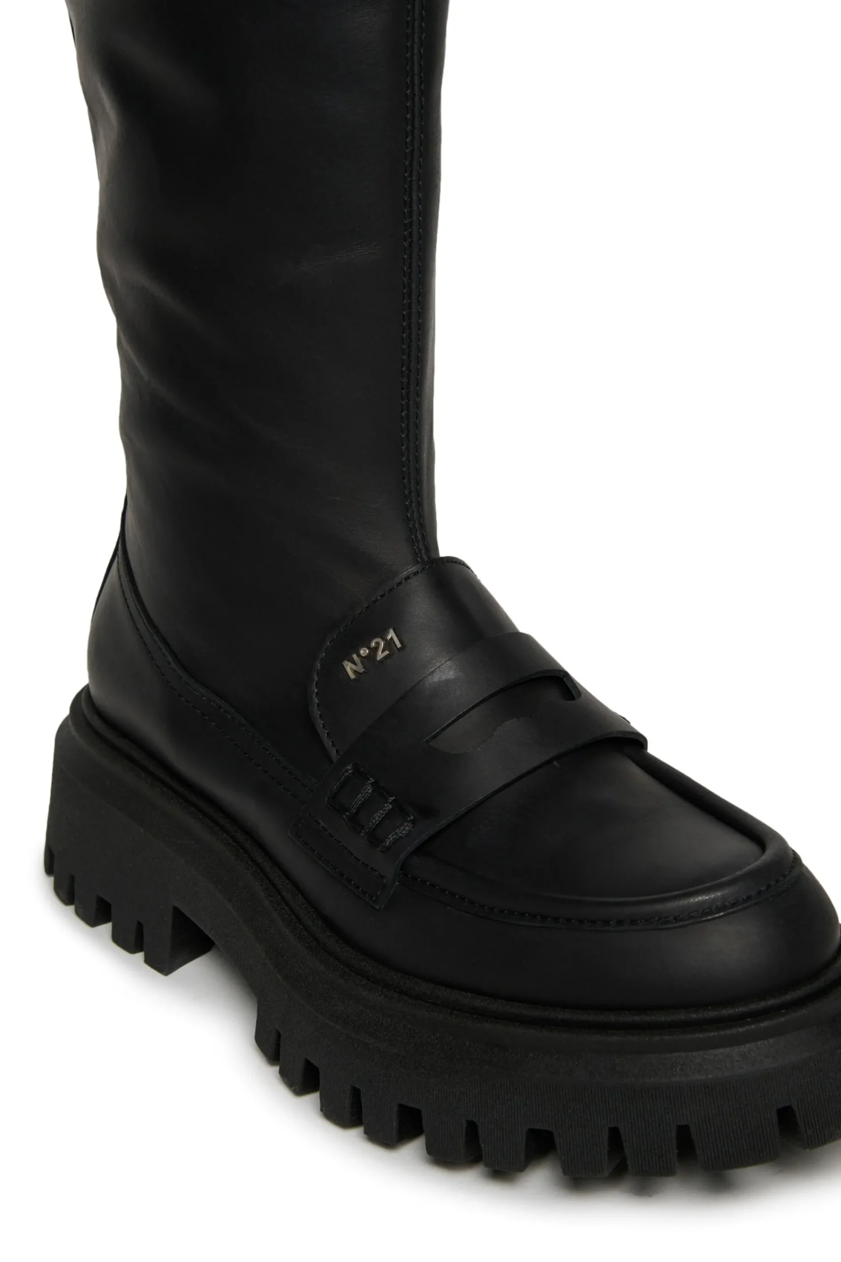 Boots And Combat Boots | Boots And Combat Boots>N°21 Long leather boots with track sole black