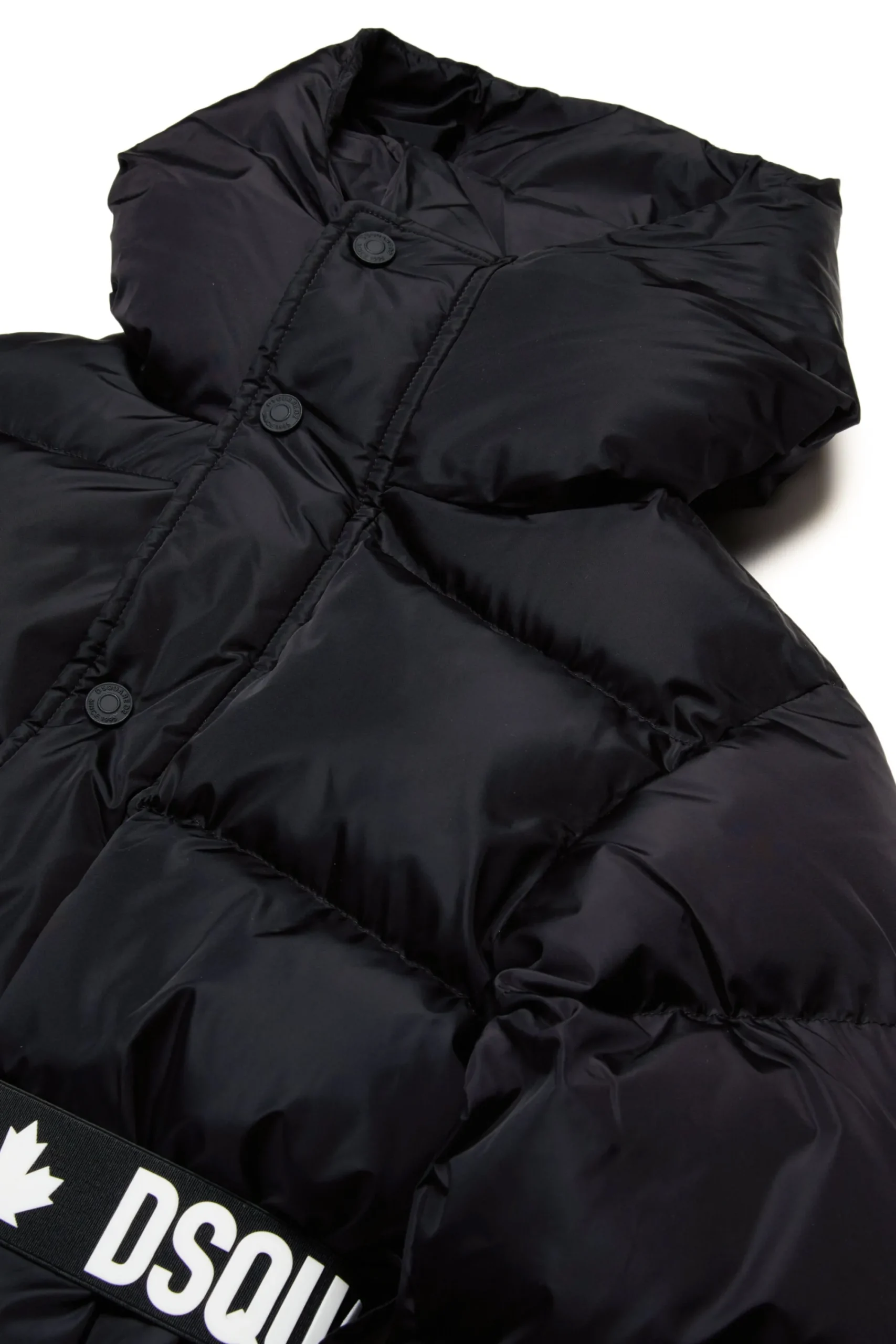 Jackets And Padded Jackets>DSQUARED2 Long padded jacket with branded belt black