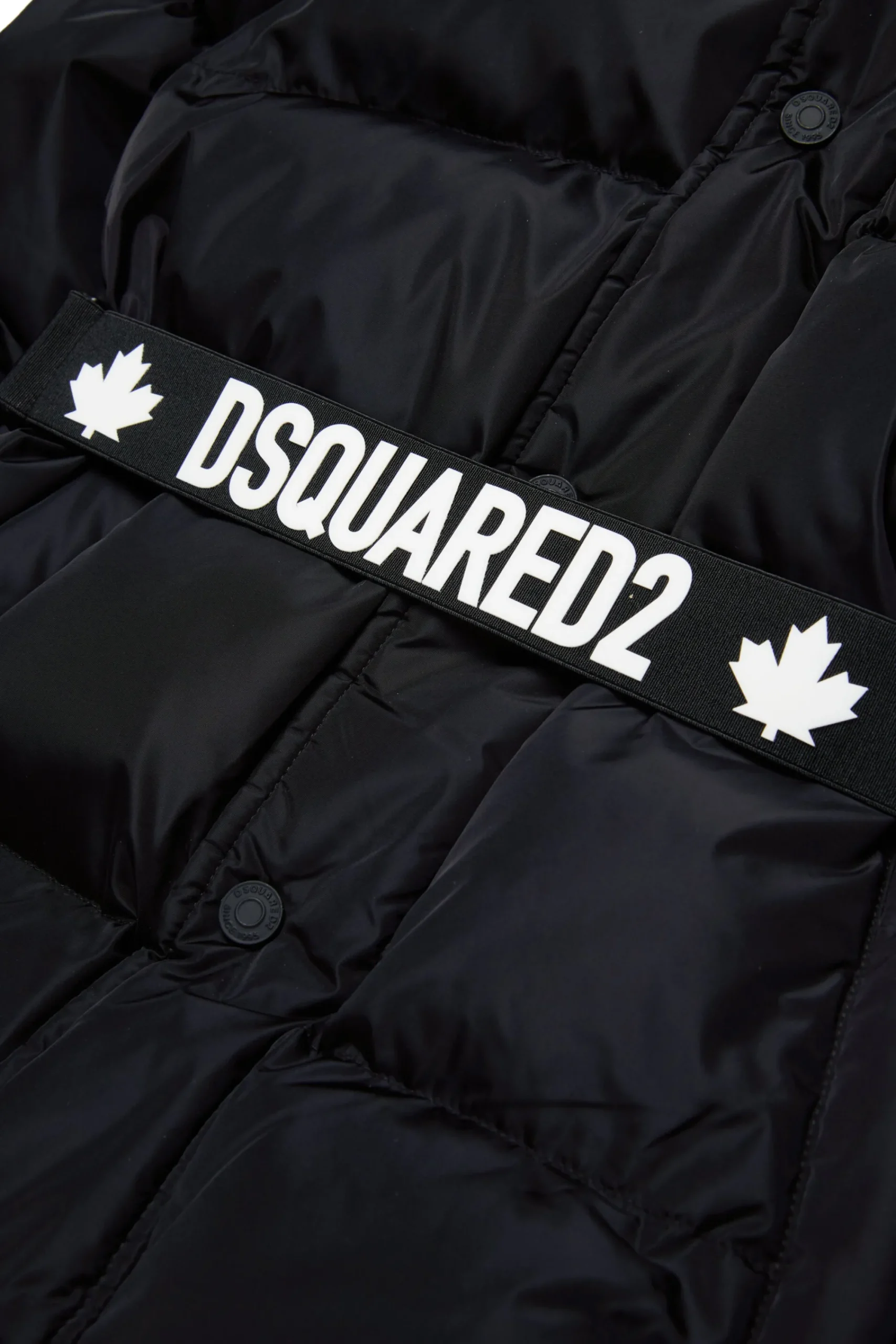 Jackets And Padded Jackets>DSQUARED2 Long padded jacket with branded belt black