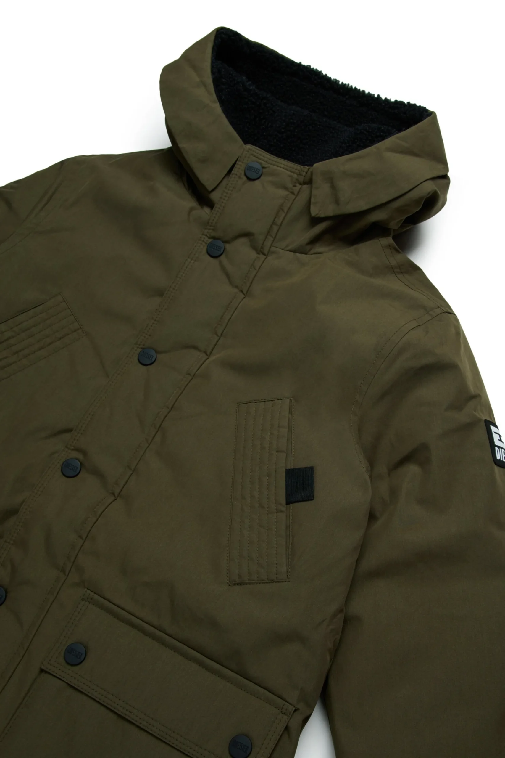 Jackets And Padded Jackets | Jackets And Padded Jackets>DIESEL Long padded jacket with front pockets dusty olive