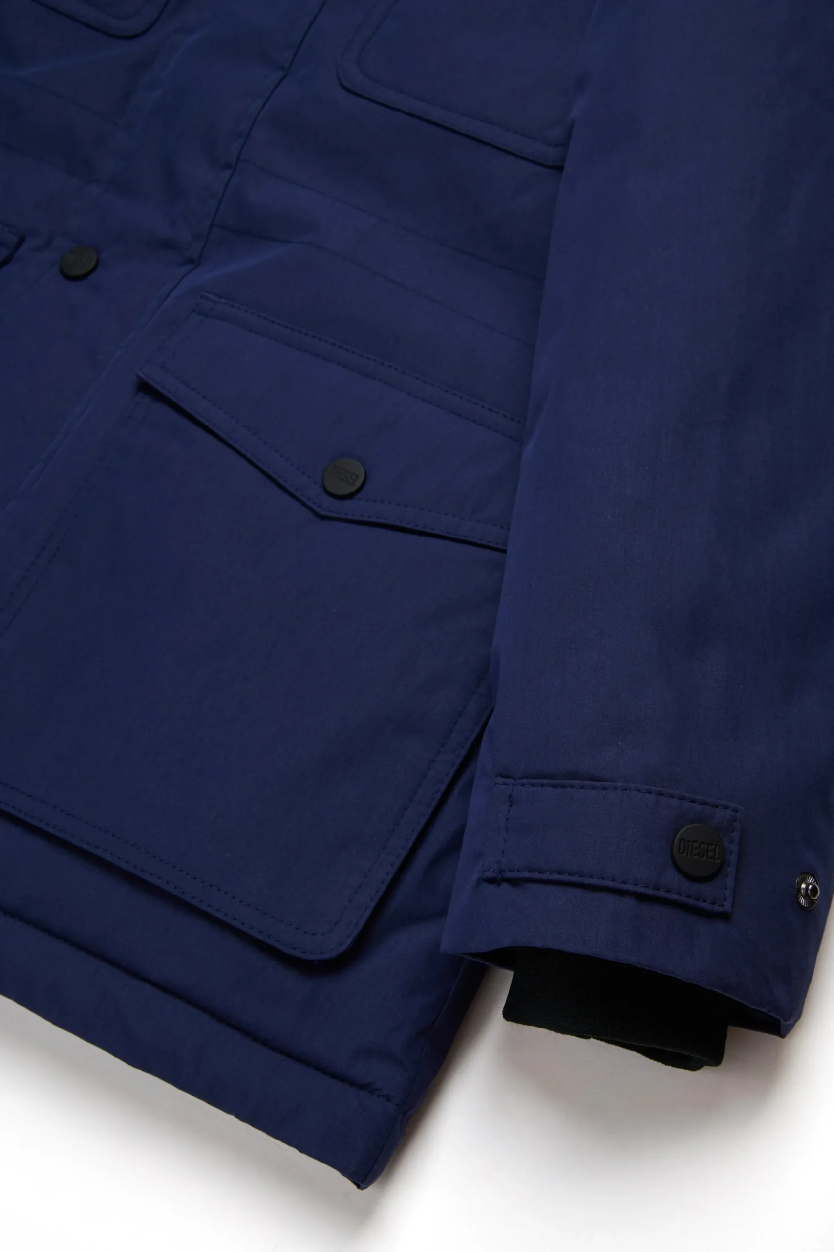 Jackets And Padded Jackets | Jackets And Padded Jackets>DIESEL Long padded jacket with front pockets blue peacoat