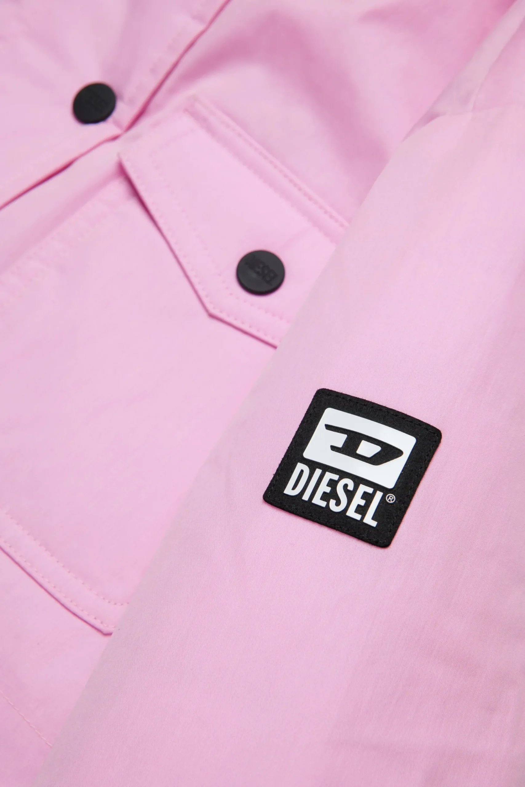 Jackets And Padded Jackets>DIESEL Long padded jacket with front pockets light pink