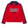 T-Shirts | Logomania>DSQUARED2 Long-sleeved polo shirt with patch tango red