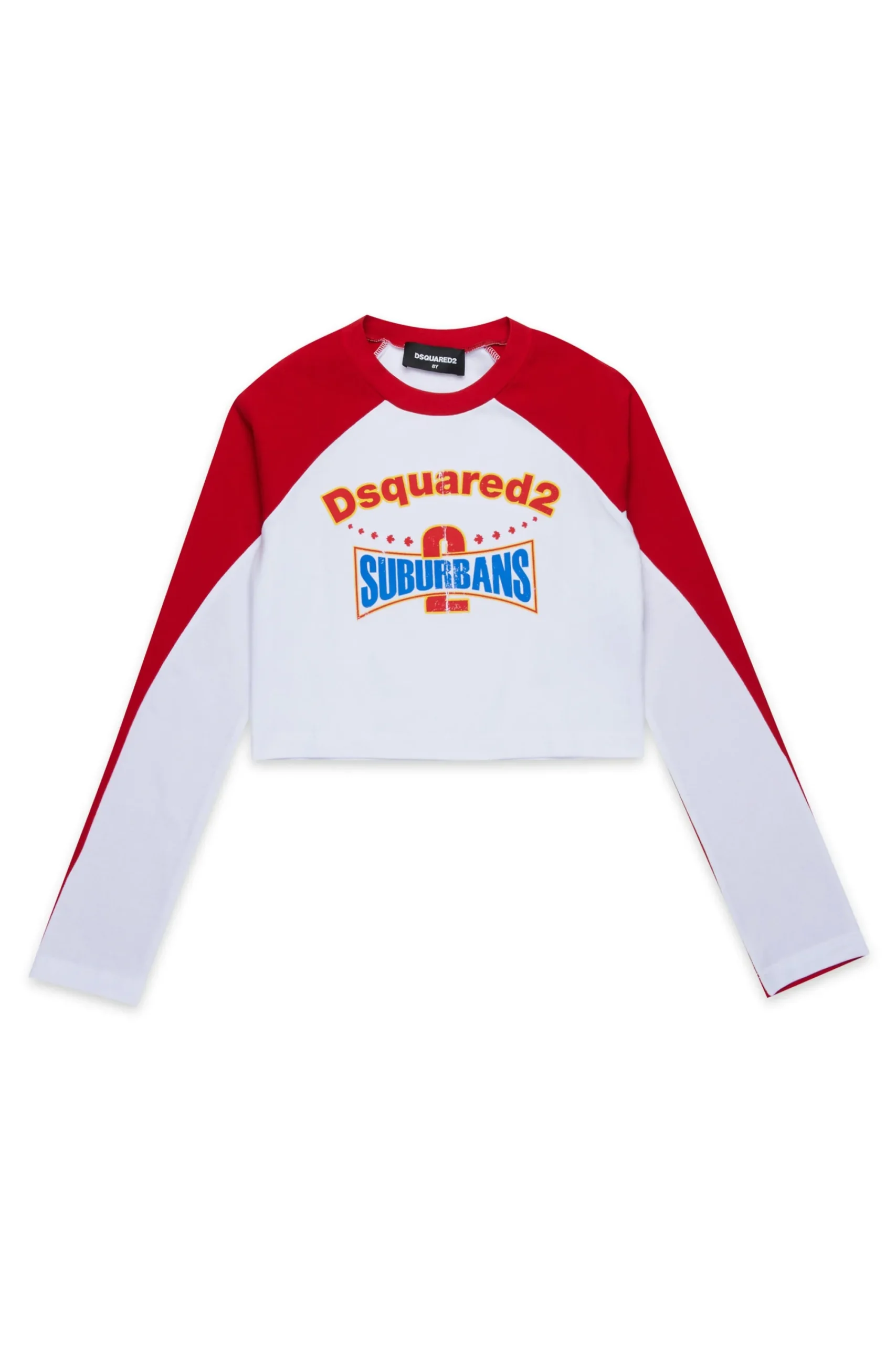 T-Shirts>DSQUARED2 Long-sleeved T-shirt with D2 Suburbans graphics white