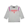 T-Shirts>DSQUARED2 Long-sleeved T-shirt with ribbon inserts light grey melange