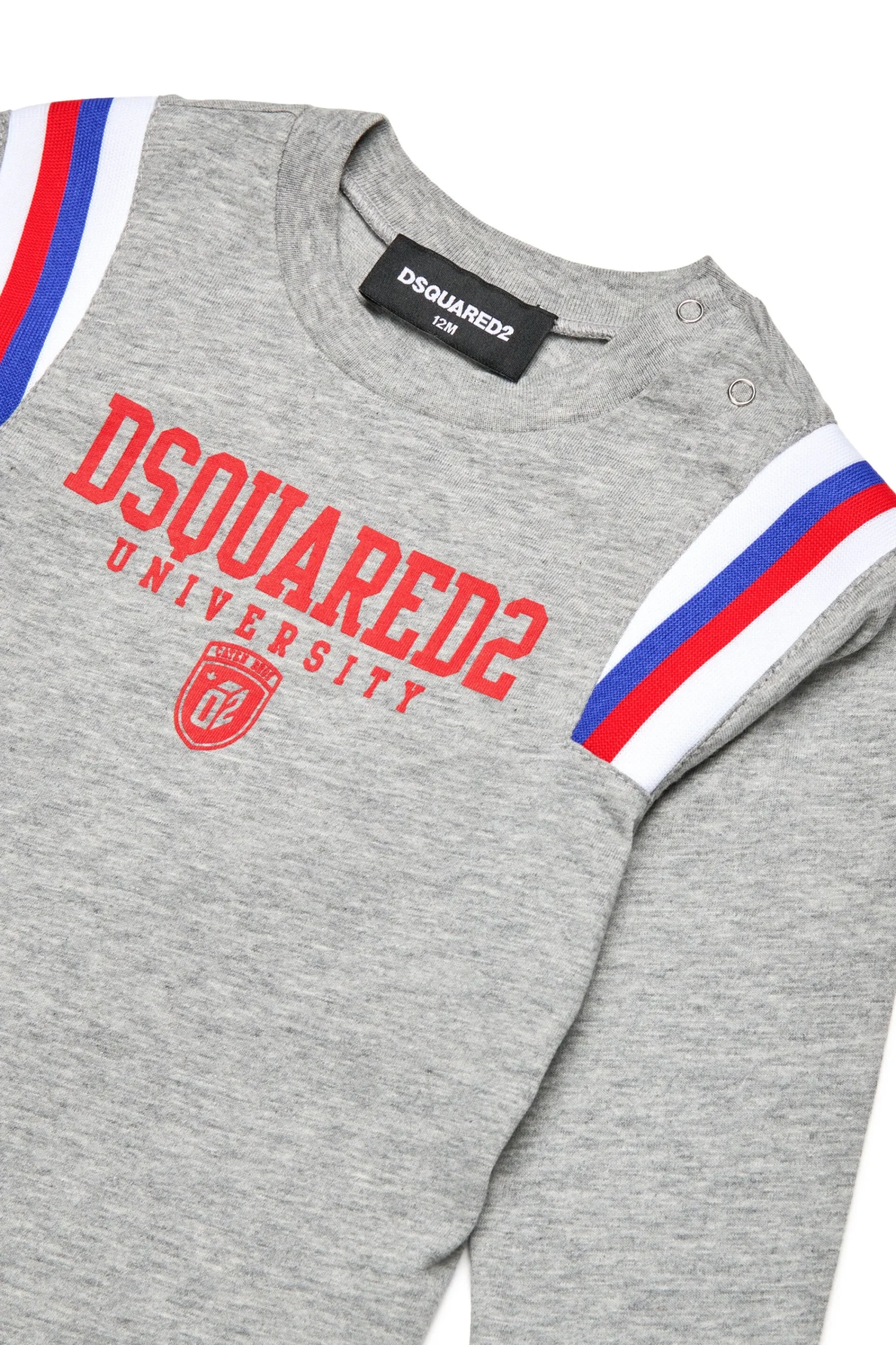 T-Shirts>DSQUARED2 Long-sleeved T-shirt with ribbon inserts light grey melange