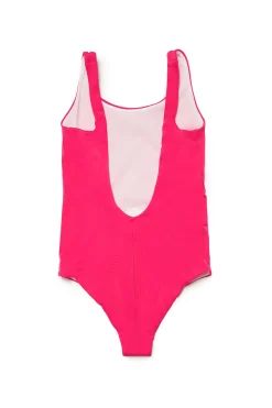 Swimwear | Logomania>MM6 MAISON MARGIELA Lycra one-piece swimsuit with branded numeric logo super pink