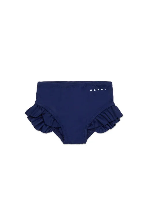 Swimwear | Swimwear>MARNI Lycra swimsuit briefs with ruffles blue navy